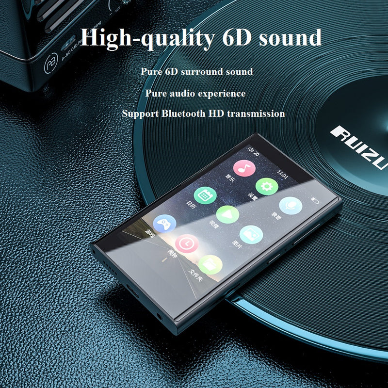 H10 Metal MP4 Player Bluetooth 5.0 Built-in Speaker 3.8inch Touch Screen 16GB Audio Player FM Radio