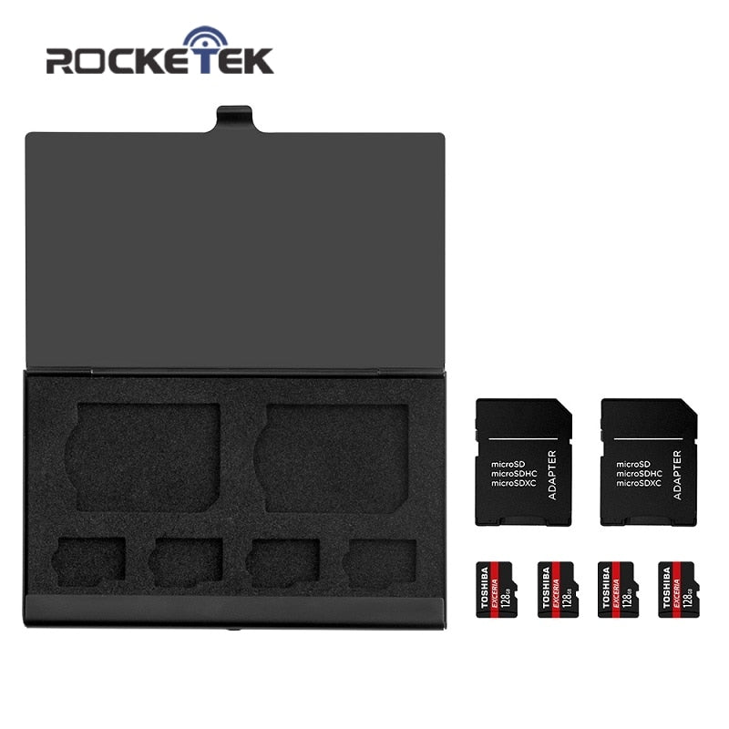 Rocketek Aluminum sd memory card storage case microsd/micro sd holder bag memory box placed with 2