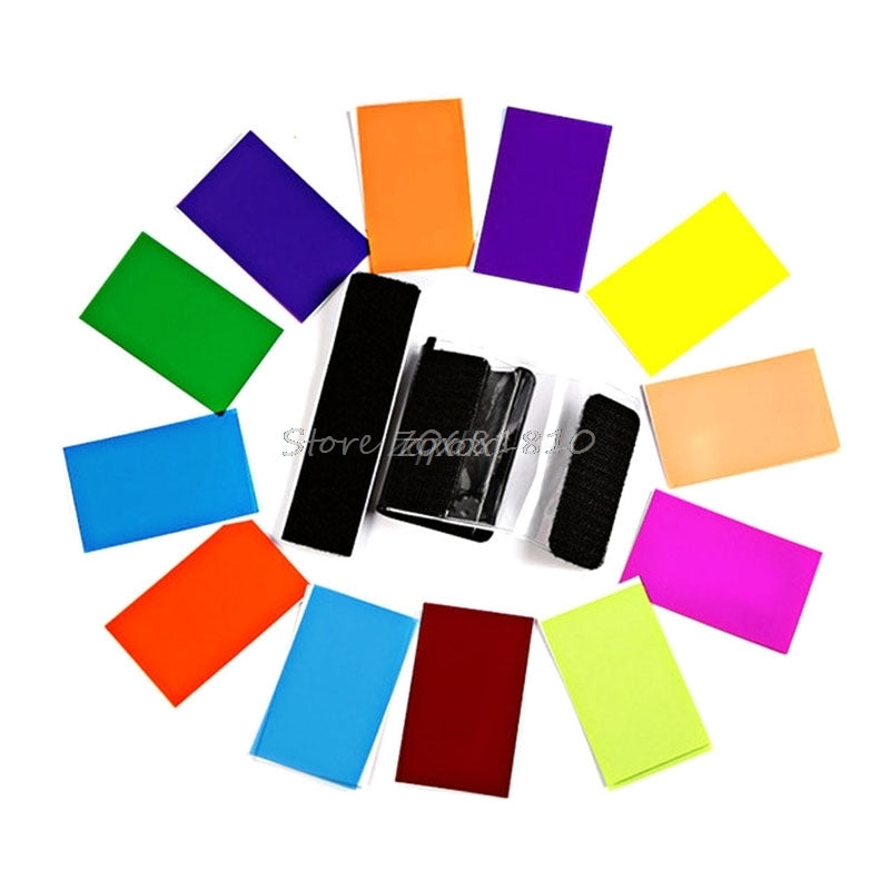 SIV 12 Colors Gel Filter Flash Diffuser Soft Box Studio Lighting Filter for Camera Z17 Drop ship