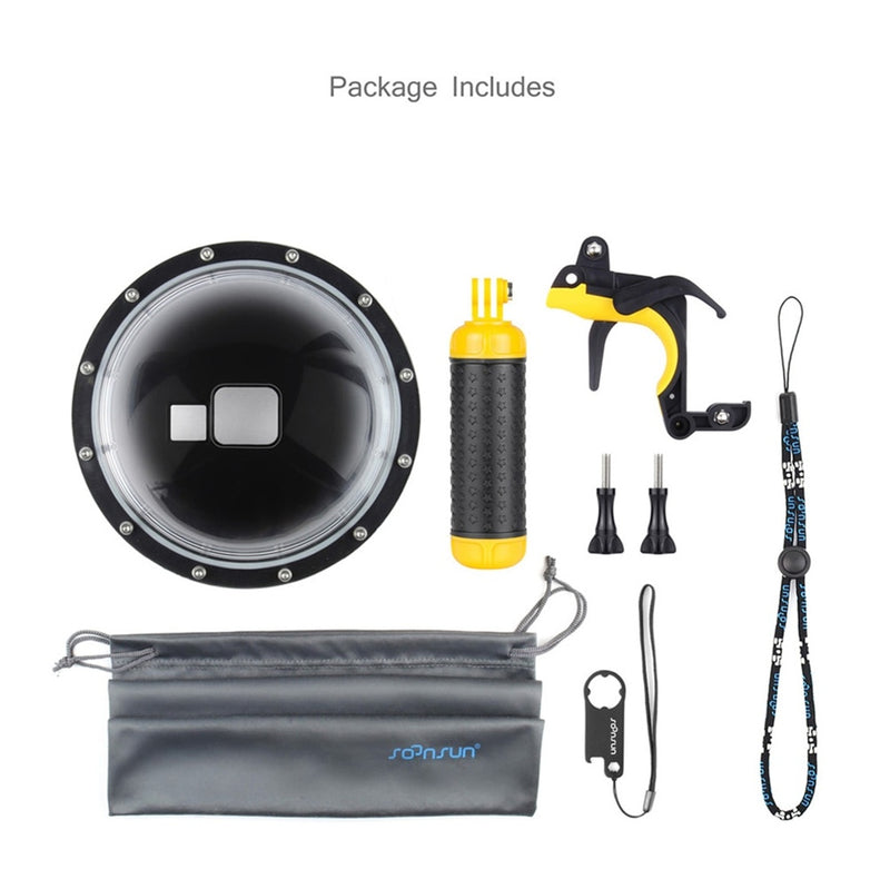 SOONSUN 6" Waterproof Dome Port Diving Lens Cover Case w/ Pistol Trigger Grip for GoPro Hero 5 6 7