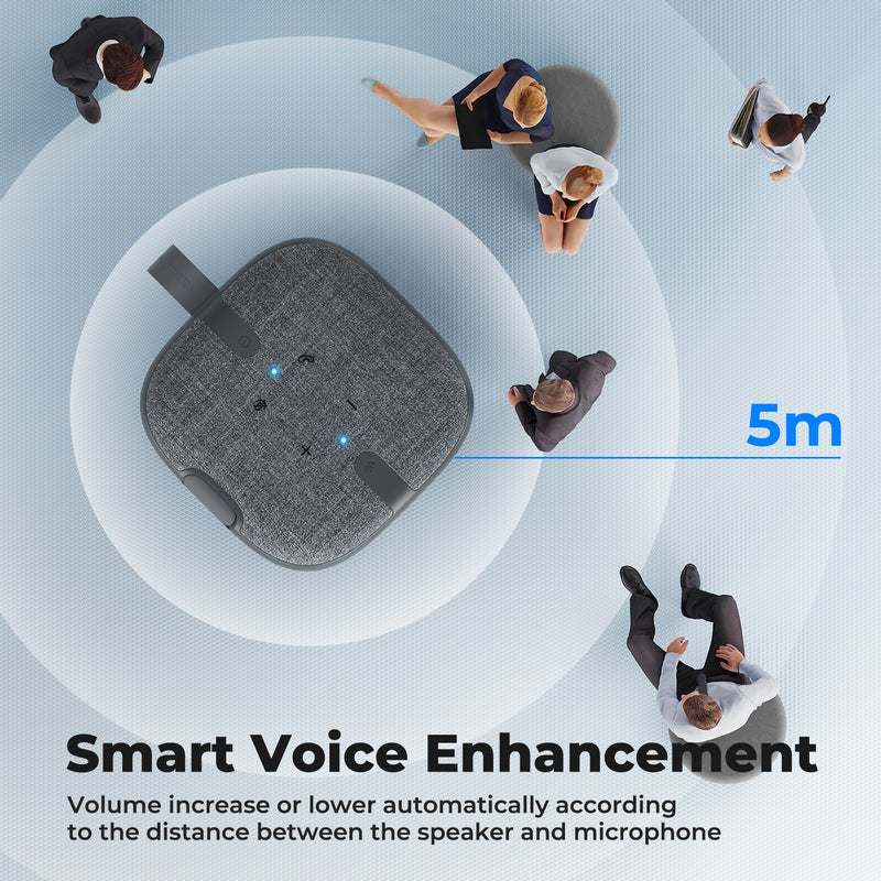 Bluetooth Speakerphone Office Conference Speaker 4 Mics Smart Voice Enhancement AI Noise Reduction
