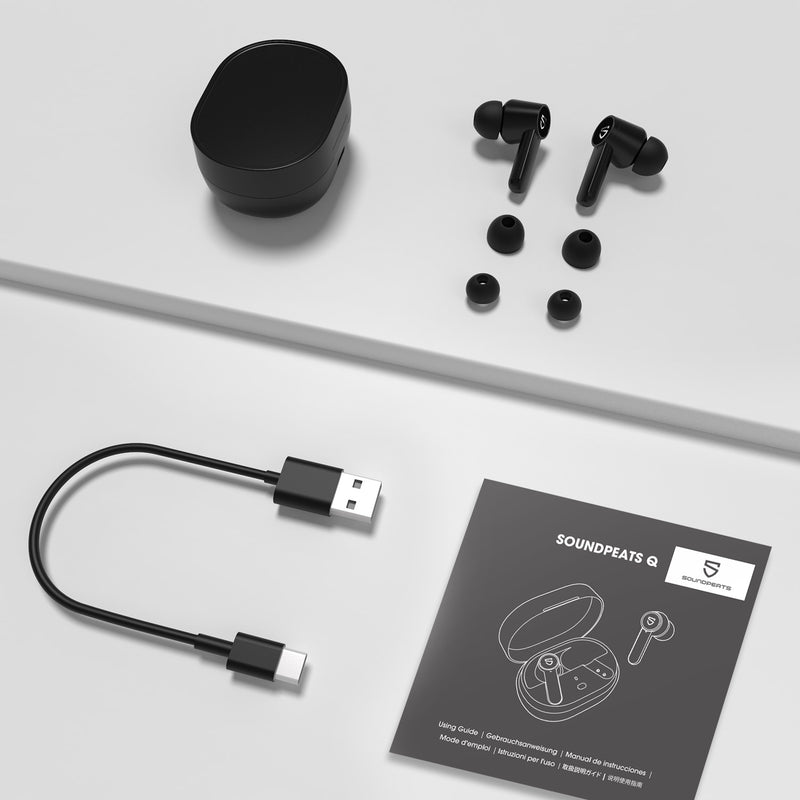 Q Wireless Earbuds Bluetooth 5.0 in-Ear Wireless Charging Earphones with 4-Mic 10mm Driver Control