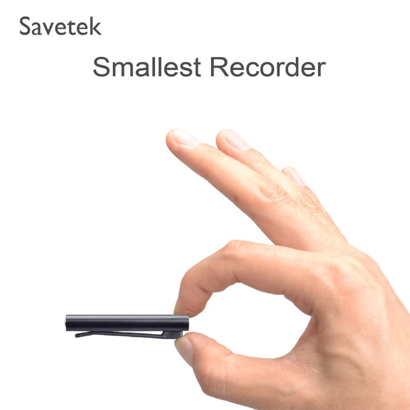 Savetek Smallest Mini Clip USB Pen Voice Activated 8GB 16GB Digital Voice Recorder With MP3 Player