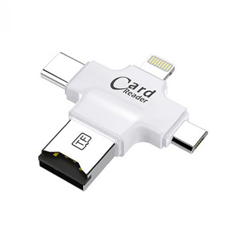 4 in 1 Card Reader Type C Micro USB Adapter Micro SD Card Reader Card for iPhone / iPad Smart OTG