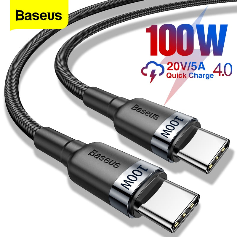 100W USB C To USB Type C Cable USBC PD Fast Charging Charger Cord USB-C 5A TypeC Cable 2M