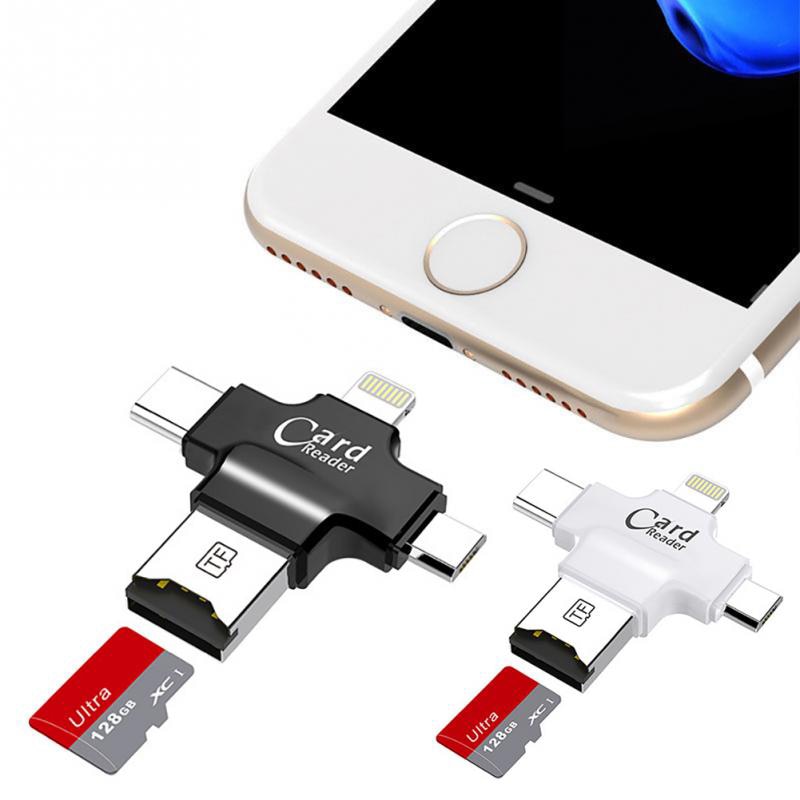 4 in 1 Card Reader Type C Micro USB Adapter Micro SD Card Reader Card for iPhone / iPad Smart OTG
