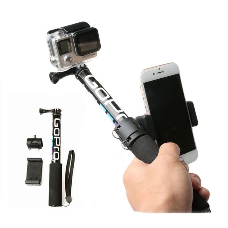 Self Selfie Stick Handheld Extendable Pole Monopod Phone Holder Adapter for Go Pro HERO 6 5 4 3+