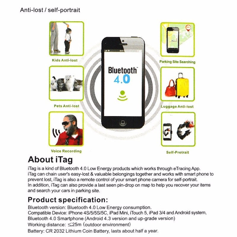 Smart Key finder Wireless Bluetooth Tracker Anti lost alarm Smart Tag Child Bag Pet GPS Locator Itag