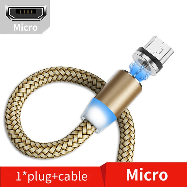 Suhach 1m 2m Magnetic Cable LED Micro usb Type C Magnetic usb Charging Cable For iPhone X 7 8 XS Max