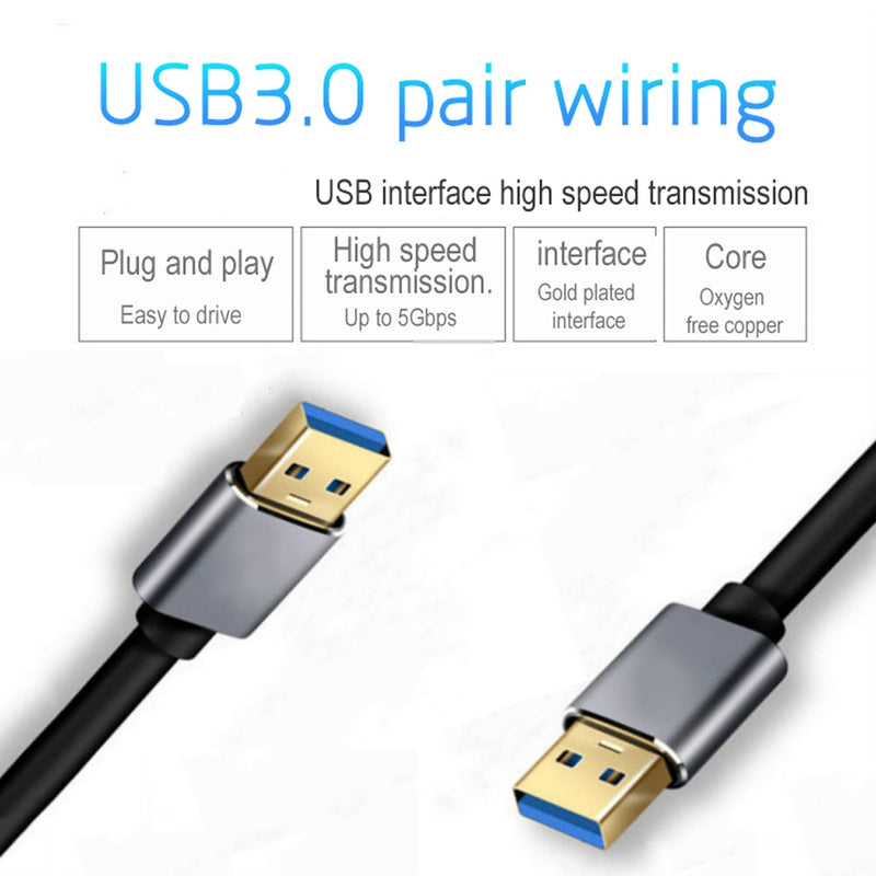 Super Speed USB 3.0 Type A Male to Type A Male Extension Data Sync Cord Cable Blue For Radiator Hard