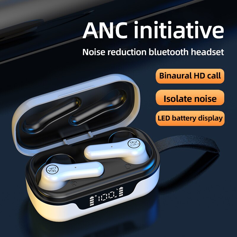 TWS Bluetooth 5.1 Earphone with ANC LED Power Display Charging Box Wireless Earphone