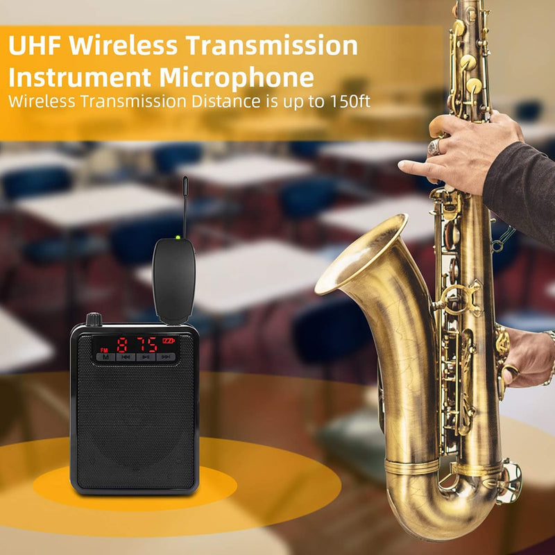UHF Saxophone Mic Wireless Microphone System Clip on Musical Instruments