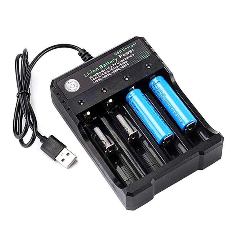 USB 18650 Battery Charger Black 4 Slots AC 110V 220V Dual for 18650 Charging 3.7V Lithium Batteries