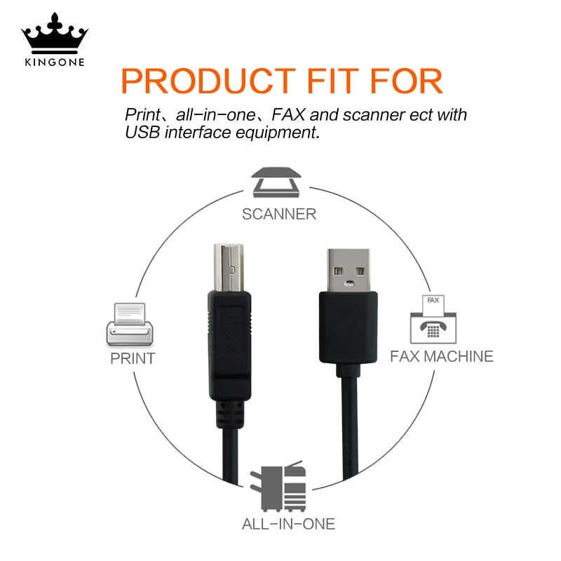 USB B Cable USB 2.0 Type A Male to B Male Scanner Printer Cable Sync Data Charger Cable for