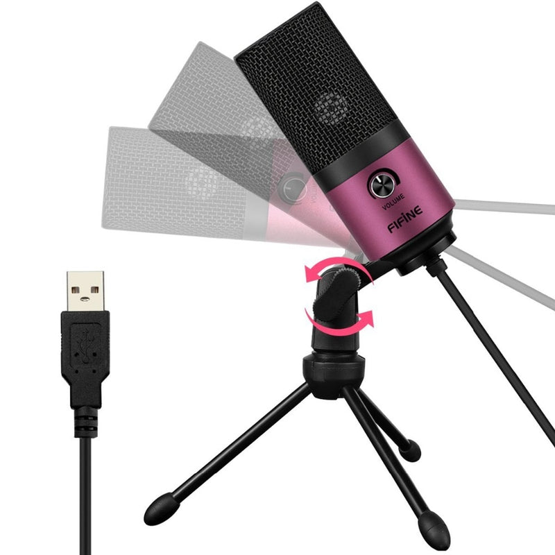 USB MIC Fifine Desktop Condenser Microphone for YouTube Videos Live Broadcast Online Meeting Skype