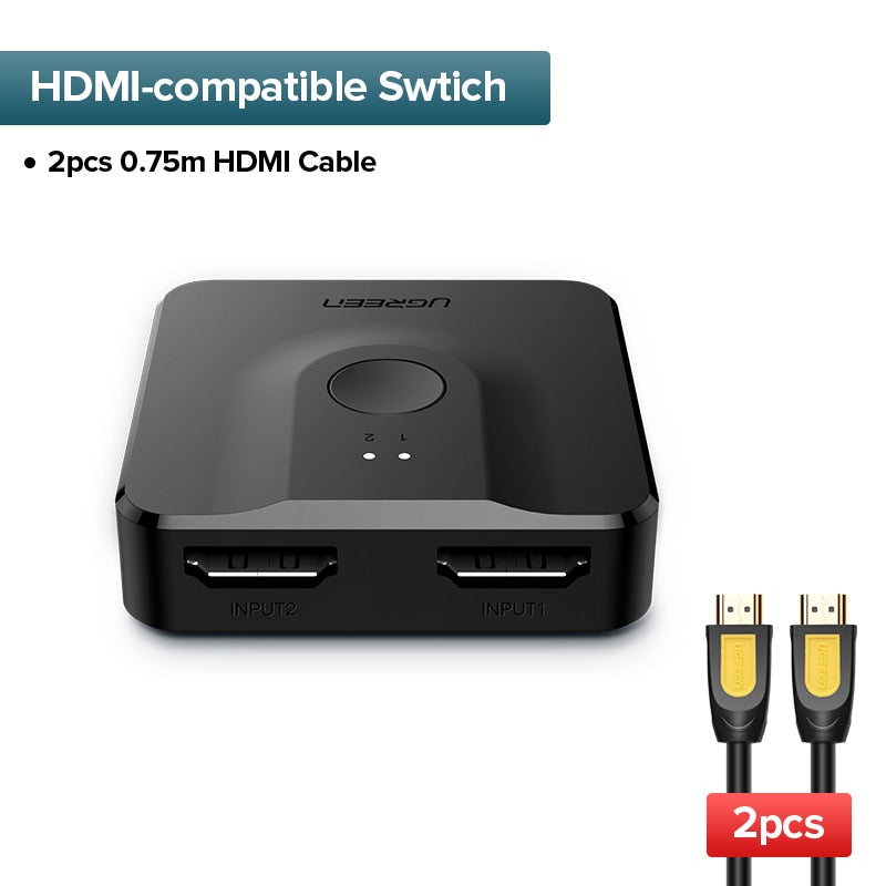Ugreen HDMI Splitter 4K HDMI Switch 1x2/2x1 Adapter HDMI Switcher 2 in 1 out