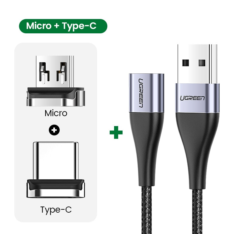 Ugreen Magnetic Type C Cable 3A Fast Micro USB Charging Data Cable for Samsung Xiaomi Magnet USB C