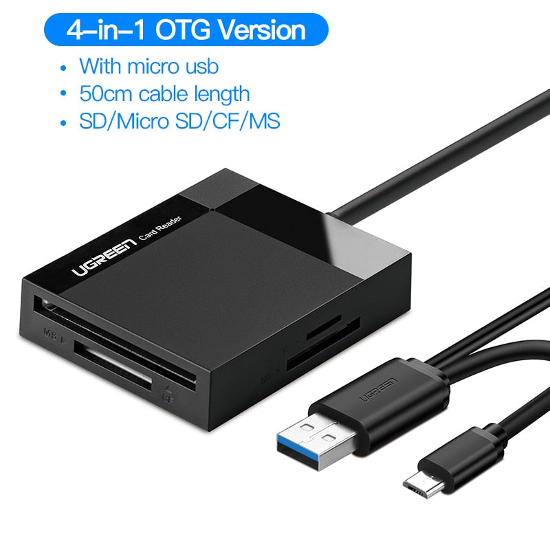 Ugreen USB 3.0 Card Reader SD Micro SD TF CF MS Compact Flash Card Adapter for Laptop OTG Type C