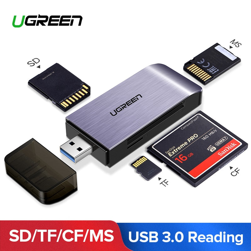 Ugreen USB 3.0 Card Reader SD Micro SD TF CF MS Compact Flash Smart Memory Card Adapter for Laptop