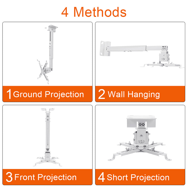 Universal LED Projector Ceiling Mount 15KG Mount Wall Bracket Interior Through Cable Holder For