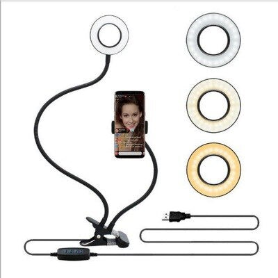 Universal Selfie Ring Light with Flexible Mobile Phone Holder Lazy Bracket Desk Lamp LED Light