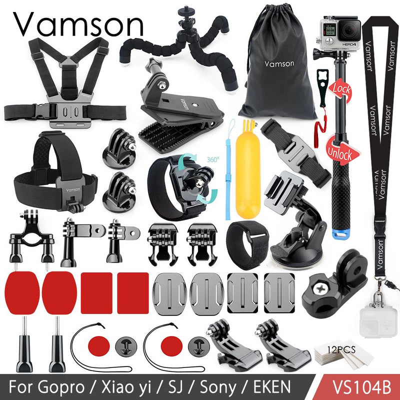 Vamson For Gopro Accessories Set for Eken H9R For Gopro Hero 7 6 5 4S Mount Selfie stick Tripod