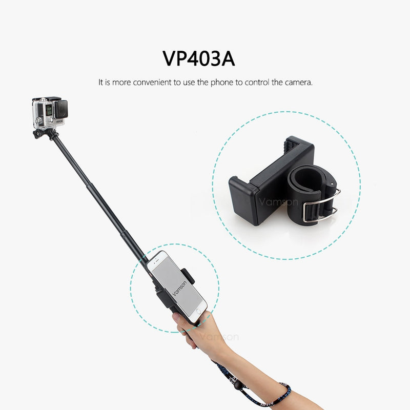 Vamson for GoPro 6 5 Aluminum Extendable Pole Selfie Stick Monopod Tripod Mount for GoPro Hero 6 5 4