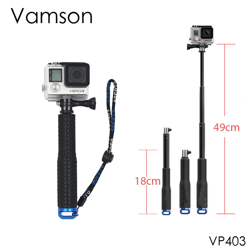 Vamson for GoPro 6 5 Aluminum Extendable Pole Selfie Stick Monopod Tripod Mount for GoPro Hero 6 5 4