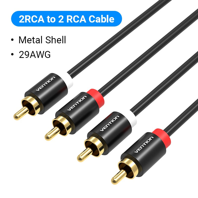 2RCA to 2 RCA Cable Male to Male Audio Cable for Home Theater DVD Amplifier TV Cable RCA Gold-Plated