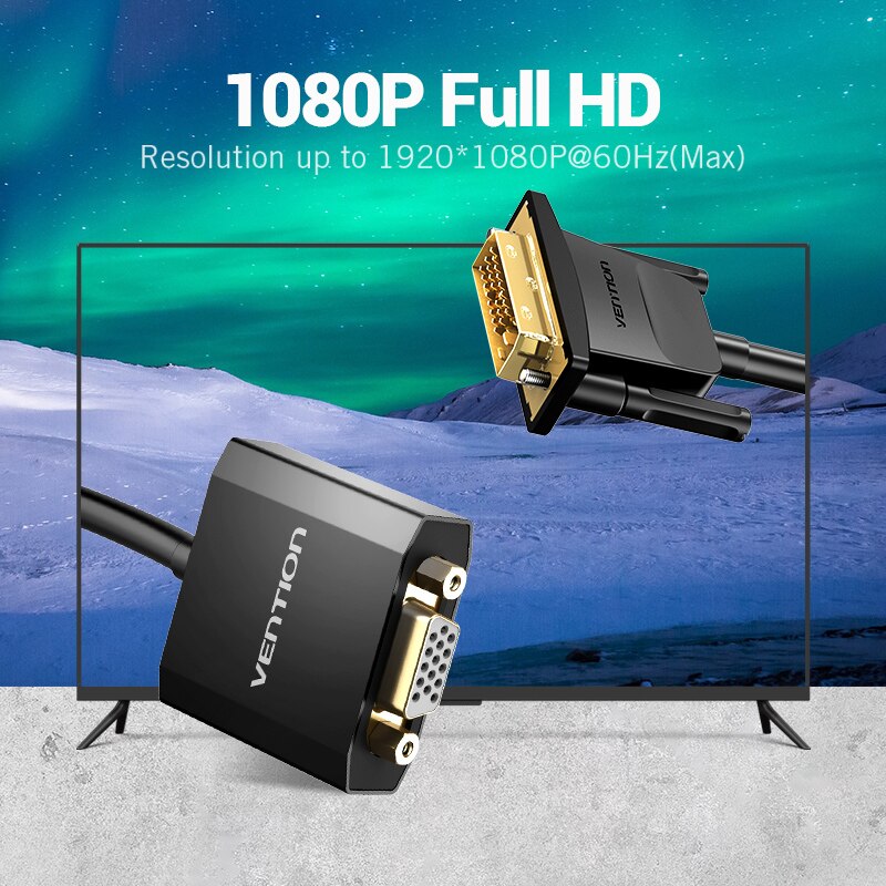 DVI D to VGA Adapter 1080P Full HD DVI Male to VGA Female Converter Video Cable 24+1 DVI D VGA
