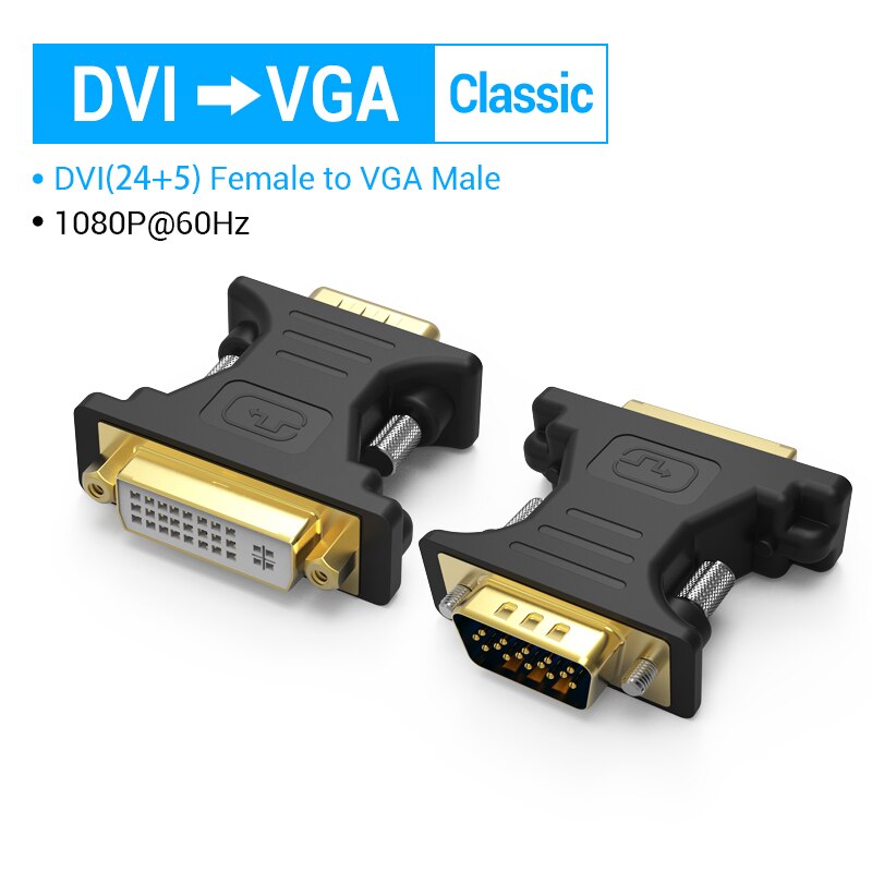 DVI to VGA 24+5 Adapter DVI-I Male to VGA Female Converter 1080P for Computer Monitor Cable