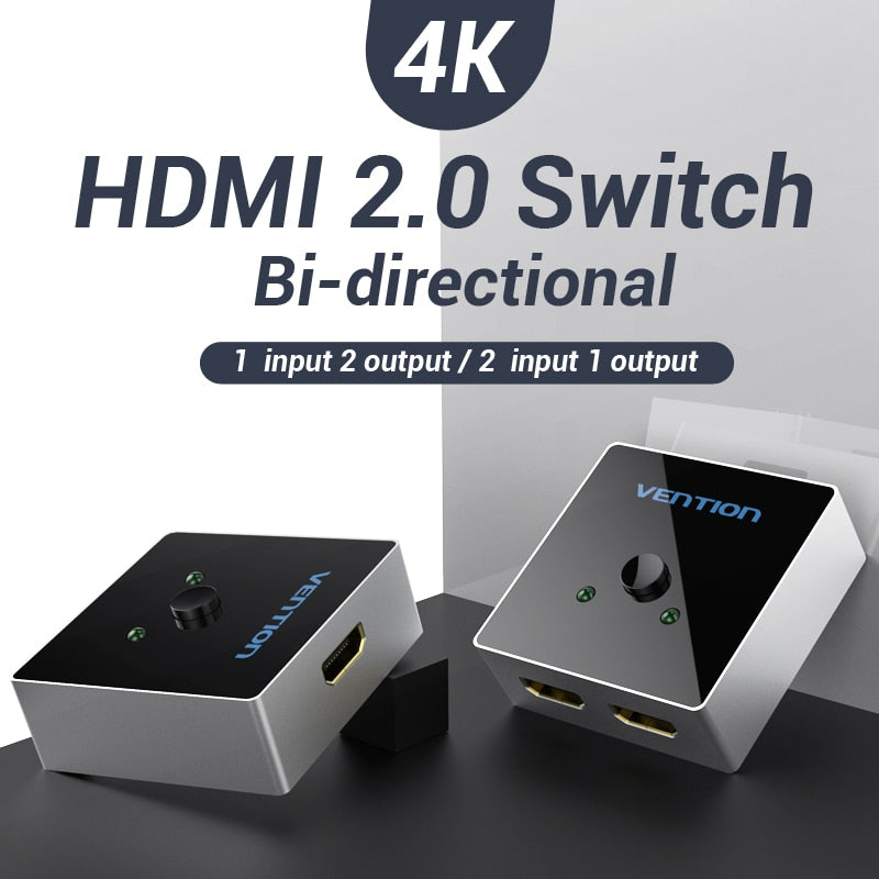 HDMI Splitter 4K 60Hz HDMI Switch Bi-Direction 1x2/2x1 Adapter HDMI Switcher 2 in 1 out