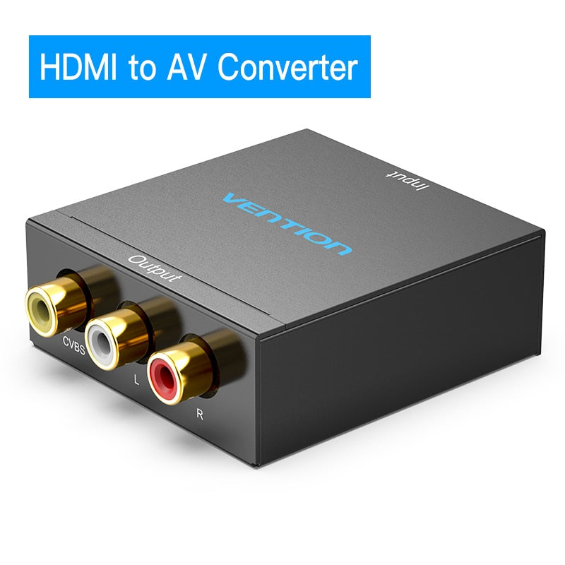 HDMI to AV Converter HDMI to RCA CVBS L/R Video Adapter 1080P HDMI Switch with Mini USB Power Cable