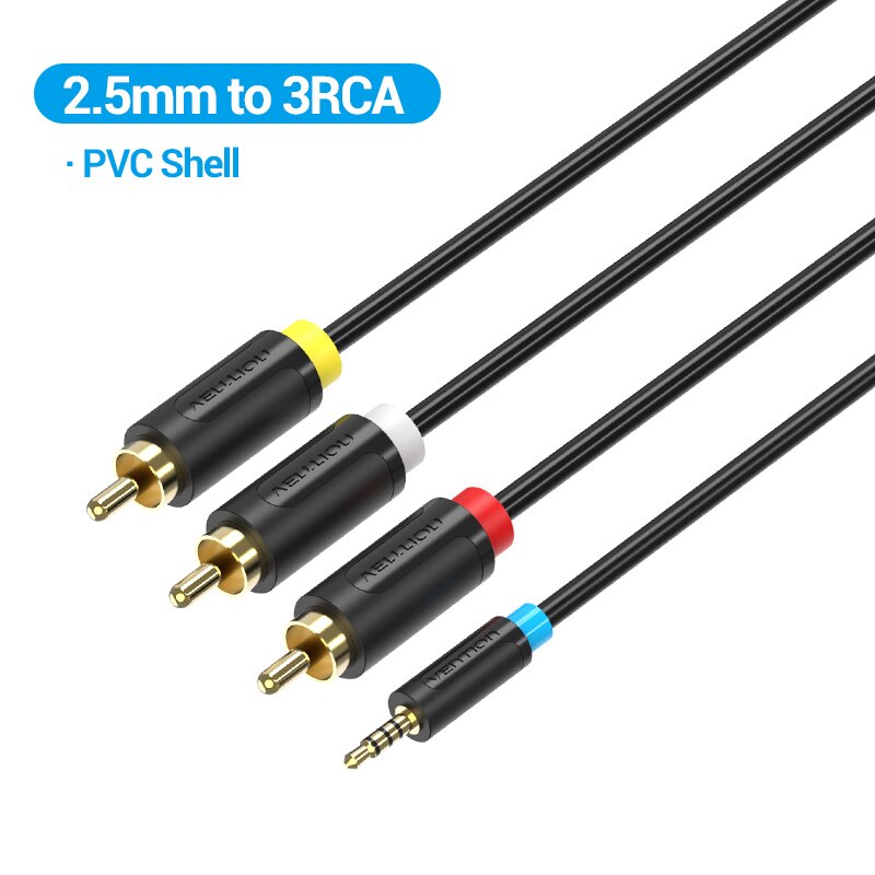 Jack 3.5mm to 3RCA Cable 3.5mm Jack Male to 3 RCA Male AUX Audio Splitter Aux Cable 2.5 to RCA