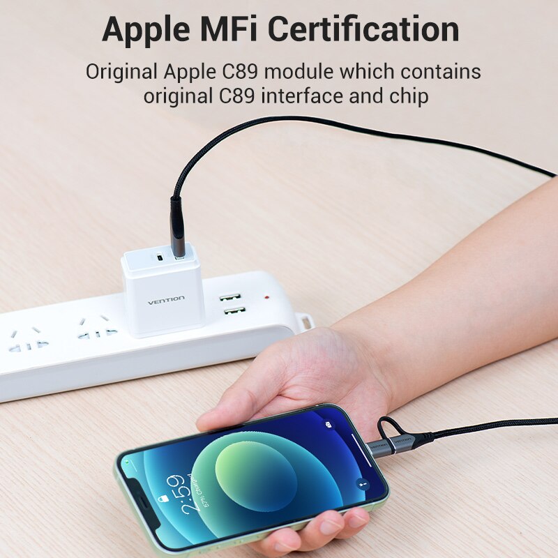 MFi USB Cable for iPhone 12 Pro Max XR 11 2 in 1 Fast Charger Lightning USB Cord Micro USB Data Cable