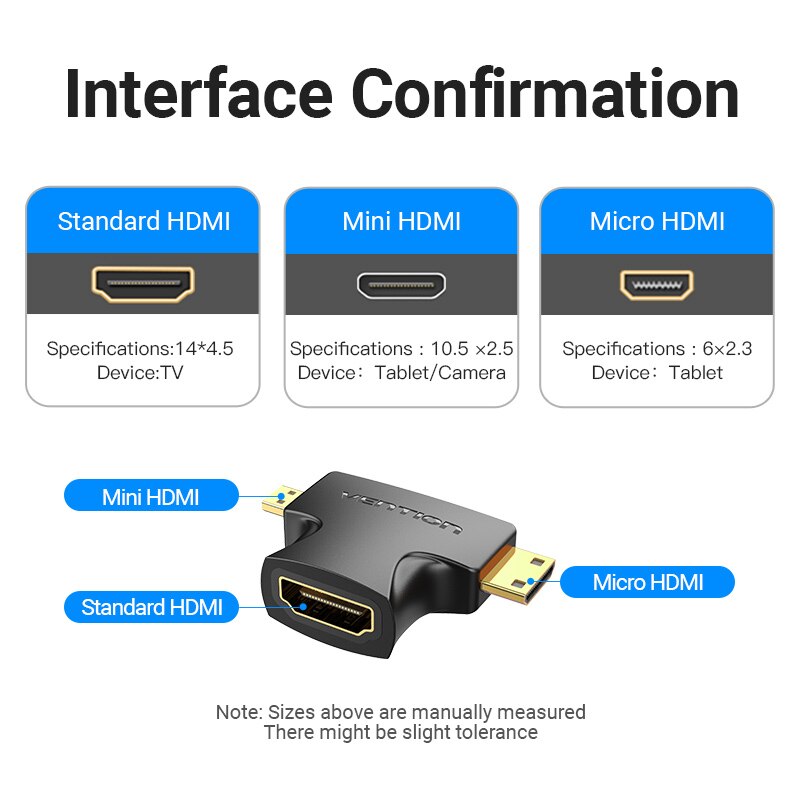 Micro HDMI Adapter Micro Mini 2 in 1 Male to Female Cable Connector Converter Mini HDMI Adapter