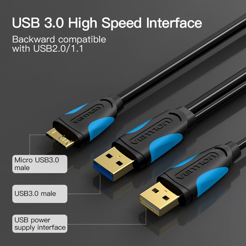 Micro USB 3.0 Cable 5Gbps USB High Speed Data Cord with Power Supply USB Micro B Cable
