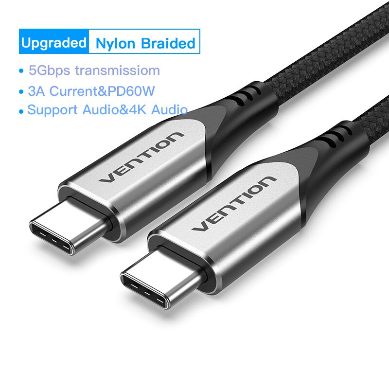 PD 60W USB Type C to USB C Cable Fast Charging Cable for USB C to Type-C Quick Charger Data Cord