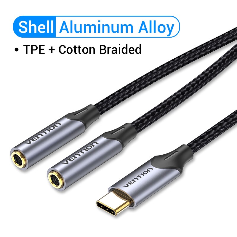 Type C to Dual 3.5 Jack USB C to 3.5mm Aux Double Earphones Audio Adapter Jack 3.5 Cable