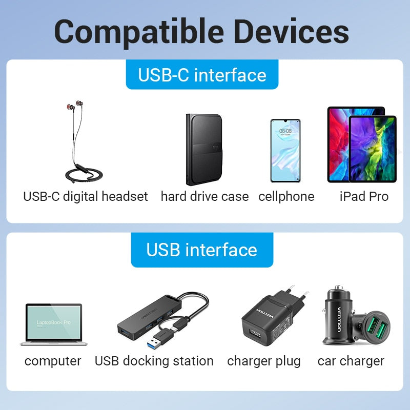 USB C Adapter USB 3.0 2.0 Male to Type C Female Converter Cable Earphone USB Adapter