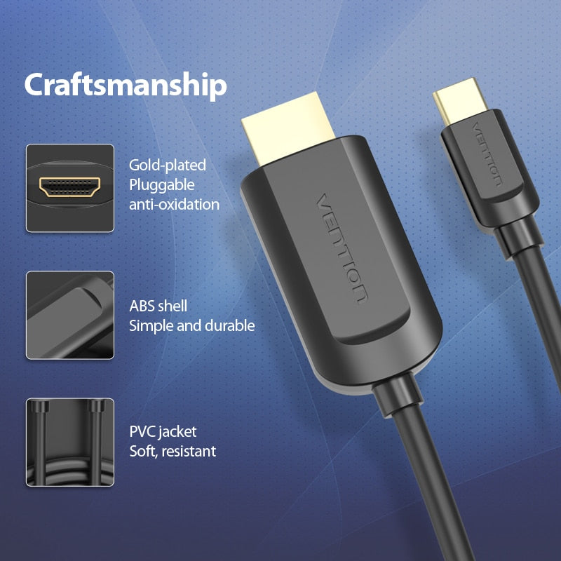 USB C to HDMI Cable 4K Type c HDMI Thunderbolt 3 Adapter Type C to HDMI