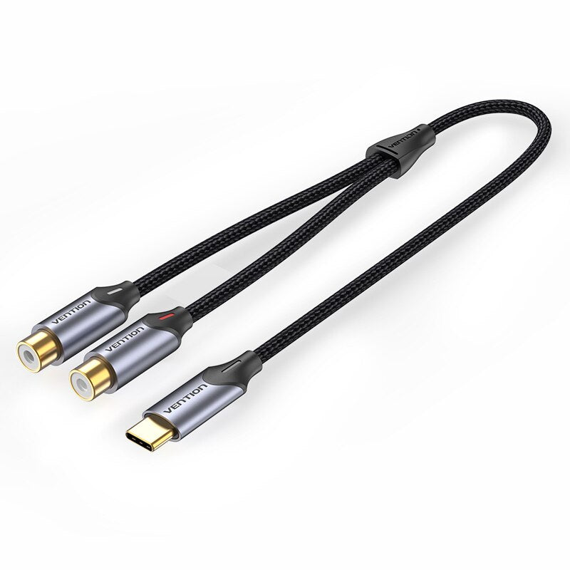 USB C to RCA Audio Cable Type C Male to 2 RCA Female Laptop Speaker Amplifier USB-C RCA Y Splitter