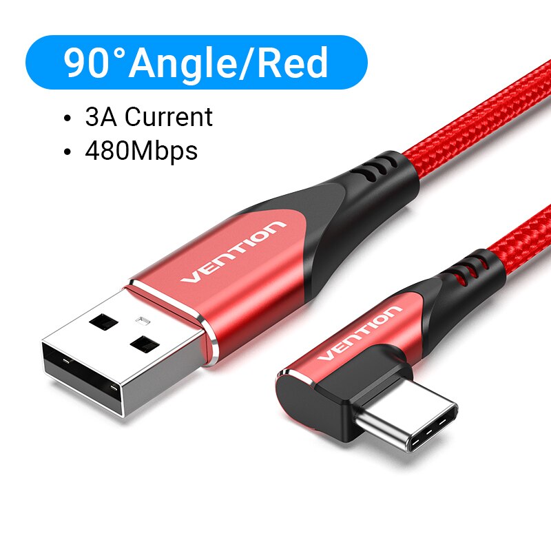 USB Type C Cable 3A 90 Degree Charger Cable Fast Charge Game USB C Cables Cord