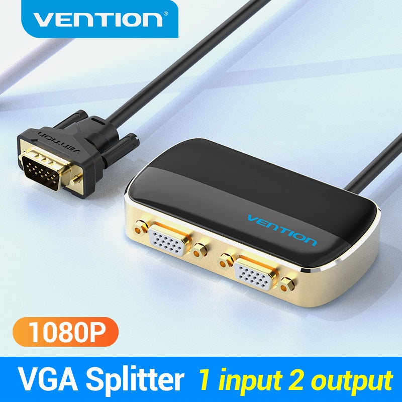 VGA Splitter 1 in 2 out VGA Male to 2 Female Audio Splitter with Power Cable