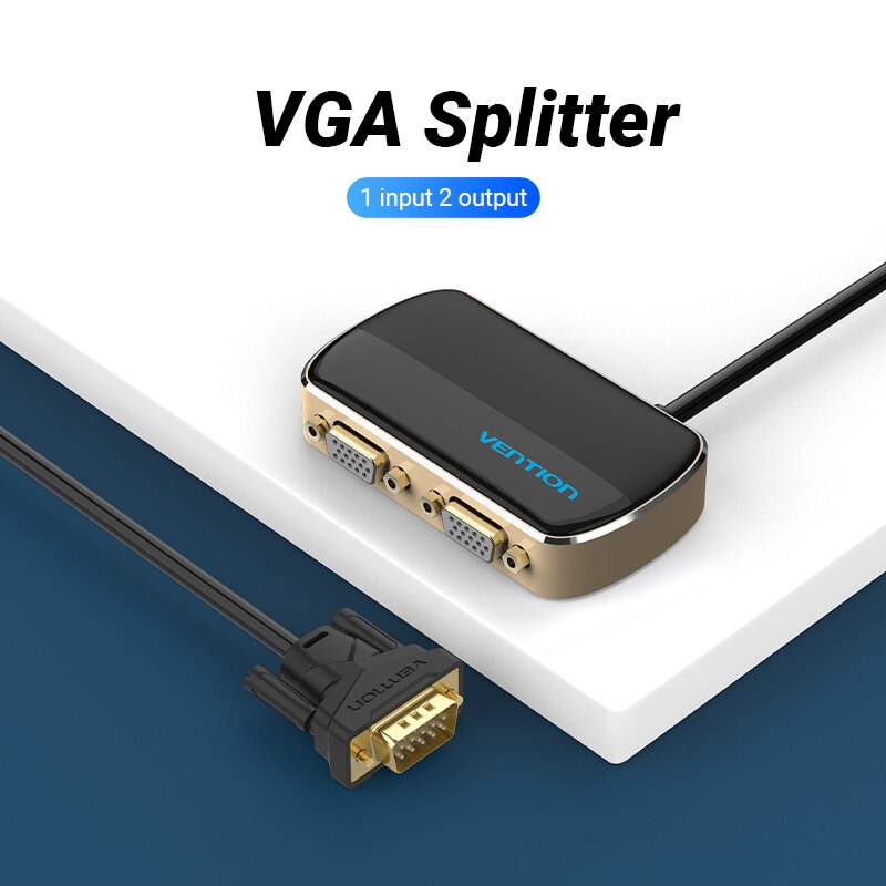 VGA Splitter 1 in 2 out VGA Male to 2 Female Audio Splitter with Power Cable