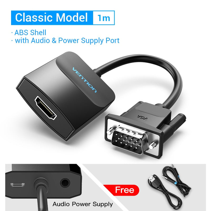 VGA to HDMI Adapter 1080P VGA Male to HDMI Female Converter Cable with Audio USB Power