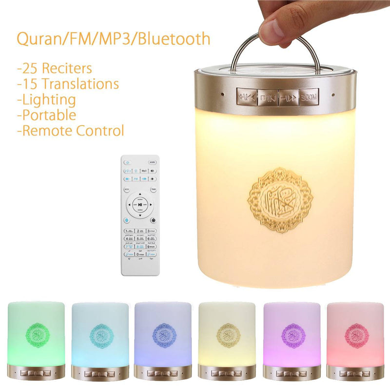 Wireless Bluetooth Speaker Colorful LED Light Quran Koran Reciter Muslim Speaker Support MP3 FM TF