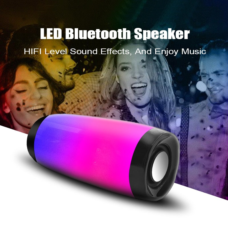 Wireless Bluetooth Speaker LED Portable Boom Box Outdoor Bass Column Subwoofer Sound Box with Mic