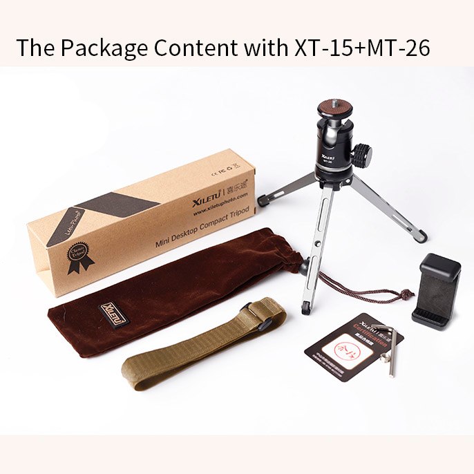 XILETU MT26+XT15 High Bearing Desktop Bracket Mini Tabletop Tripod and Ball Head For DSLR Camera