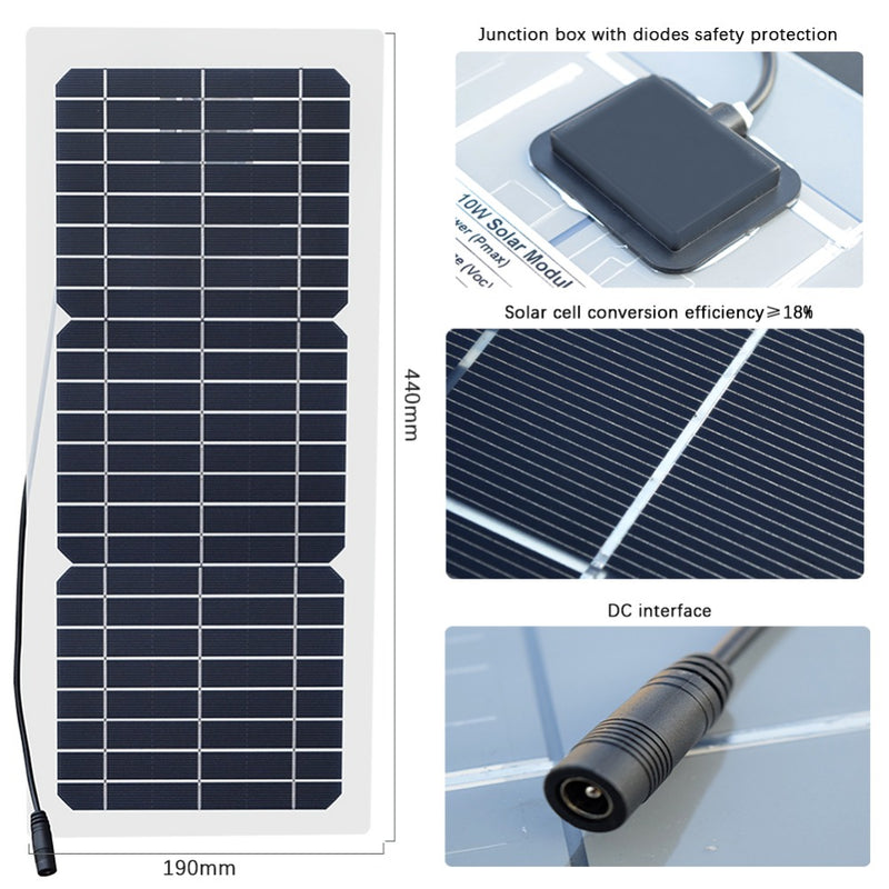 Xinpuguang 12v 10w Transparent semi-flexible silicon Monocrystalline solar panel cell DC module